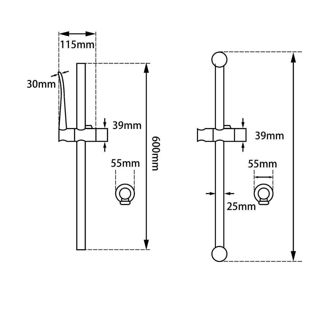 Round Chrome Hand held Shower Set With Rail