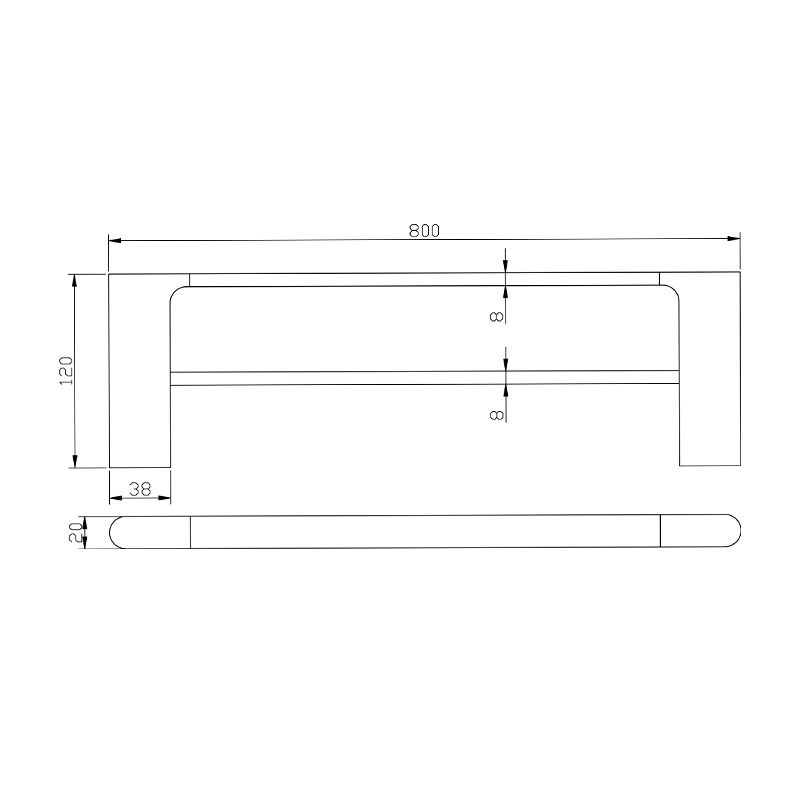 VOG Black Double Towel Rail 800mm