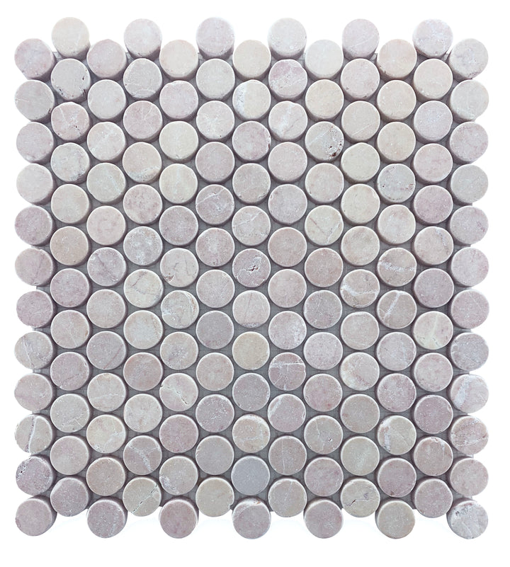 ROSSO PENNY ROUND TUMBLED CHIP SIZE 23MM SHEET SIZE 305X287X10MM - ROSSO PENNY TUMBLED 23 -08