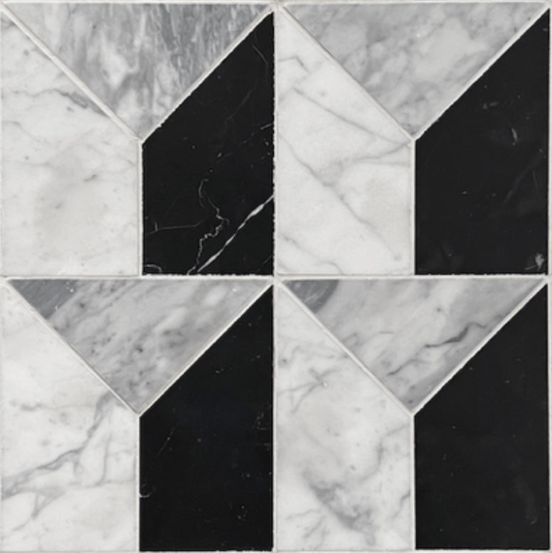 ART DECO BARDIGLIO + CARRARA + NERO SHEET SIZE 306X306X7 - ART DECO BARDIGLIO -01