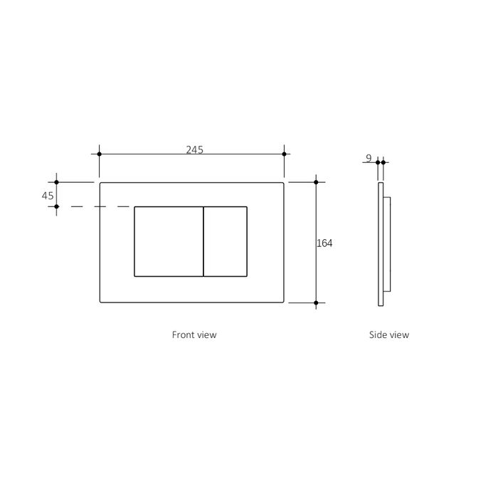 G3004109 R&T Dual Flush Plate Large Square, Chrome IS19