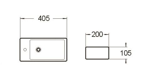 Compact Wall Hung Basin R/H 200x405 IS2048R