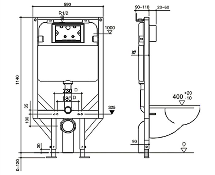 G30031IS21 Concealed cistern with Frame for wall hung Pan IS21