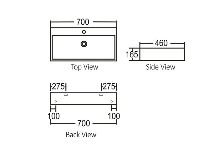 WH Basin Square 700x460x165 IS2600