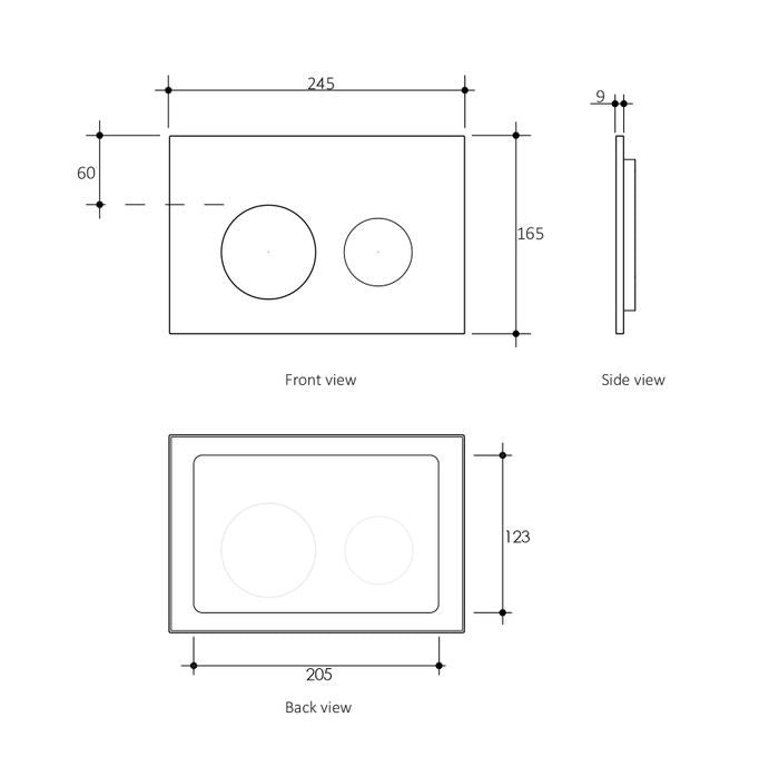 G3004111 R&T Dual Flush Plate Round Black,Chrome Trim IS27