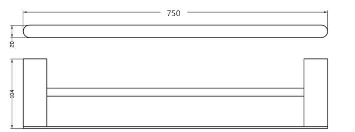 IS3214 Zevio Double Towel Rail 750mm Chrome IS3214