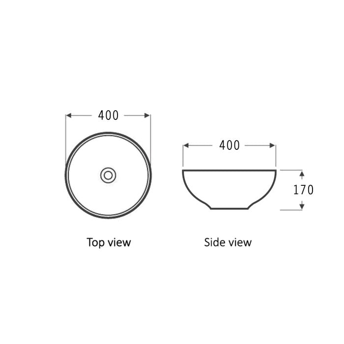 Basin Round Matt Black OF 400x400x170 IS4008MB