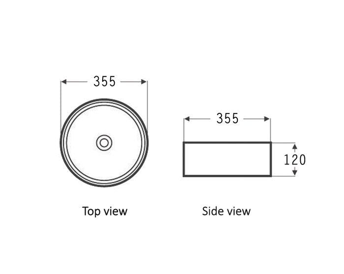 Radius Round Basin 355x355 Gloss White & Matt Black IS4088MWB