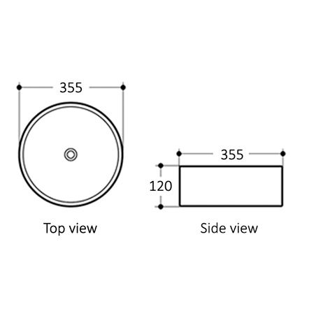 Radius Round  Basin 355X355 Matt White With Straight Edge IS4089MW