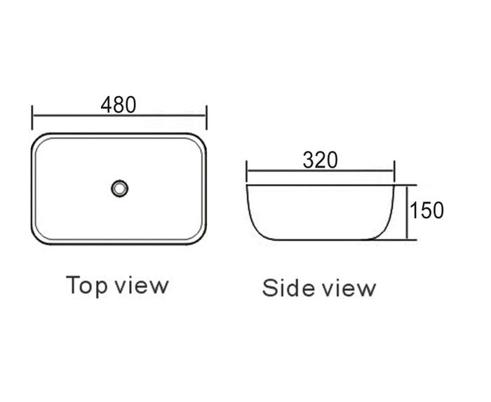 Oval Basin Matt Black & Gloss White 480x320x150 IS4096MWB