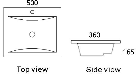 Semi Insert Basin Square 500x360 IS7053