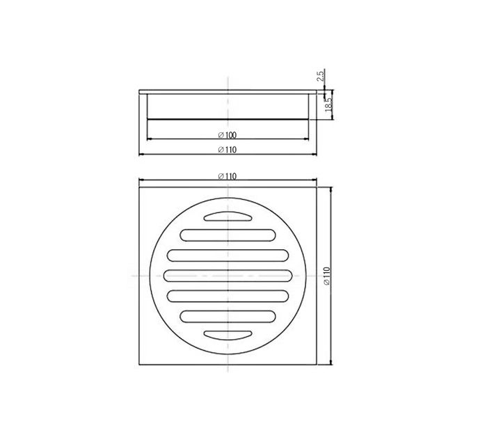 Square Floor Waste Chrome 100mm ISWF02