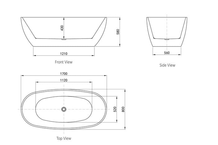 Vinny Egg Shape Bathtub 1700 NF & Gloss White IVBT-VN-1700-NF