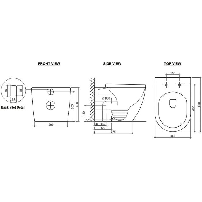 Voghera Rimless Wall Face Pan STD Seat IVWFPRL