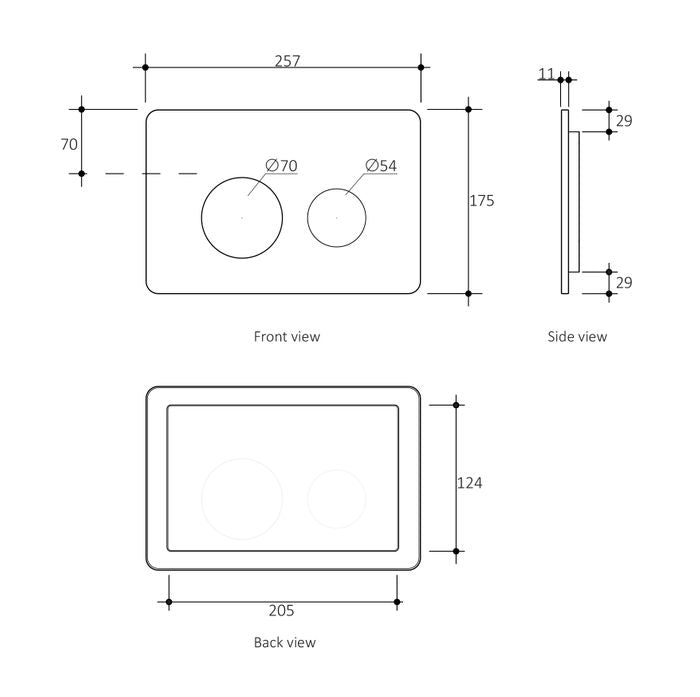 Round Brushed Stainless Dual -Flush Push Plate for R& T Mechanical Concealed  Cistern KL27BN