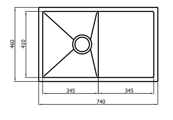 Zue Sink 74S 740x460x220 M-CBS-811-74