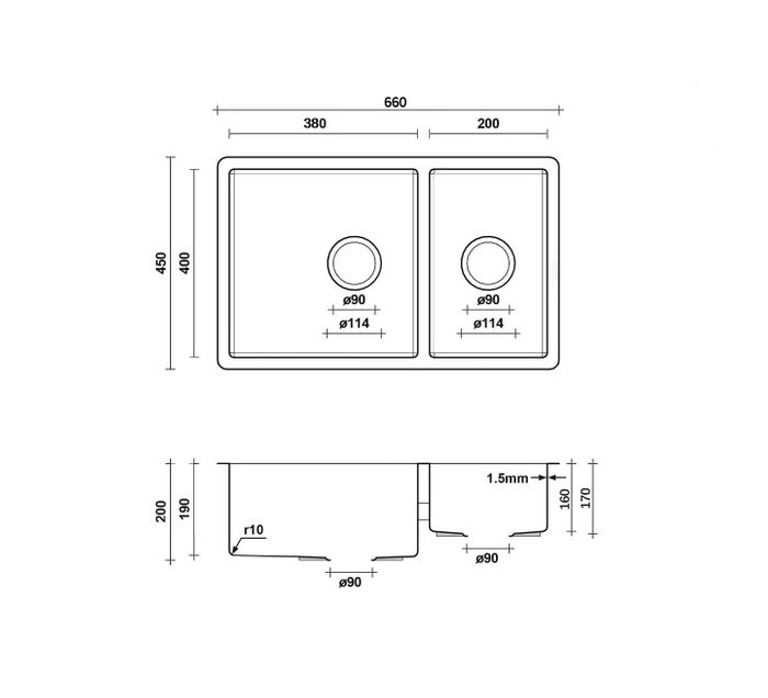 Arte Sink 66D 660x450x200 M-CBS-820-66