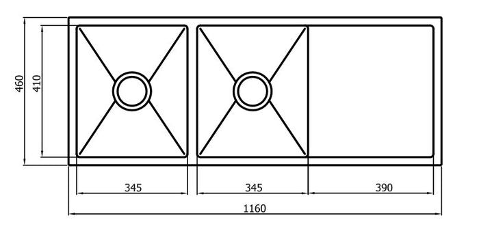 Zue Sink 116D 1160x460x220 M-CBS-821-116