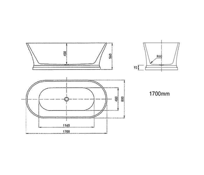 Hampton Bathtub 1700 NF & Gloss White OCBT-1700