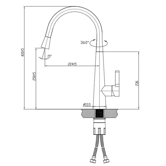 Pull Out Sink Mixer 420 Gun Metal PKM004-GM