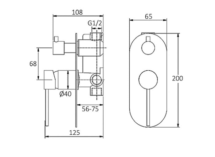 Roul Wall Diverter Mixer Chrome R12DSM