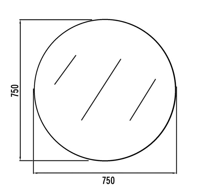 Round Bevel Mirror 750 With Brackets, 5mm thick RBM750