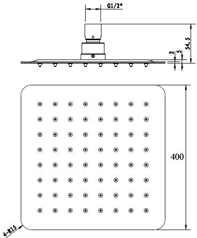 Taran Stainless Shower Head Square 300 Chrome TSSH12