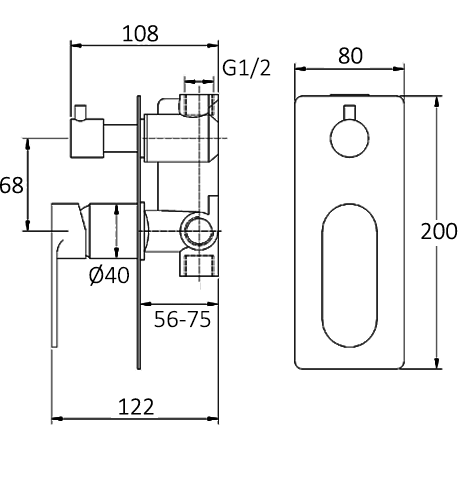 Vetto Wall diverter mixer with Matt Black and Rose Gold V11DSMRG