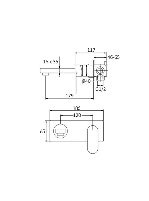 Vetto Wall Basin Mixer with spout  Matt Black Rose Gold V11WBMRG