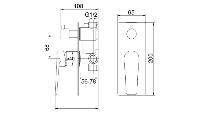 Zevio Wall Diverter Mixer Chrome Z13DSM