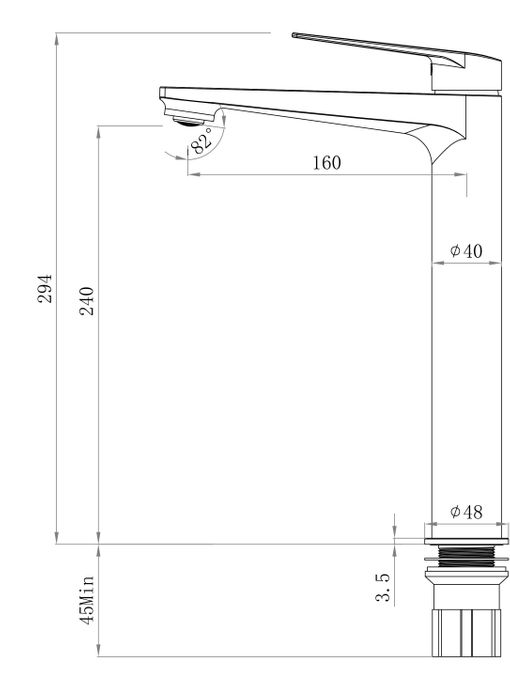 Zevio Tall Basin Mixer Chrome Z13TBM