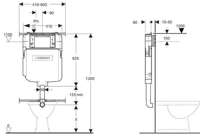 Sigma8 Concealed Cistern BTW Front Flush 4 Stars 109.795.00.1