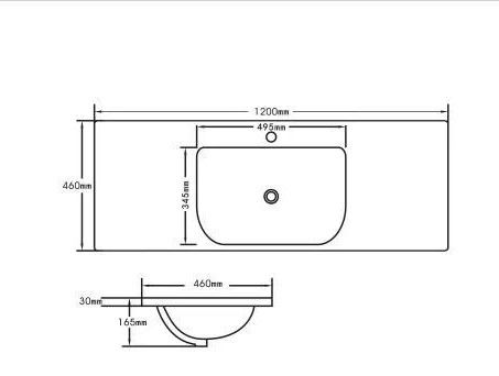 D Shape Ceramic Top 1200x460 DT124