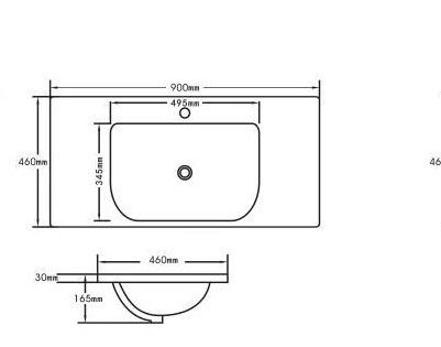 D Shape Ceramic Top 900x460 DT94