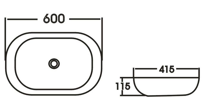 Basin Oval 600x415x115 IS4488