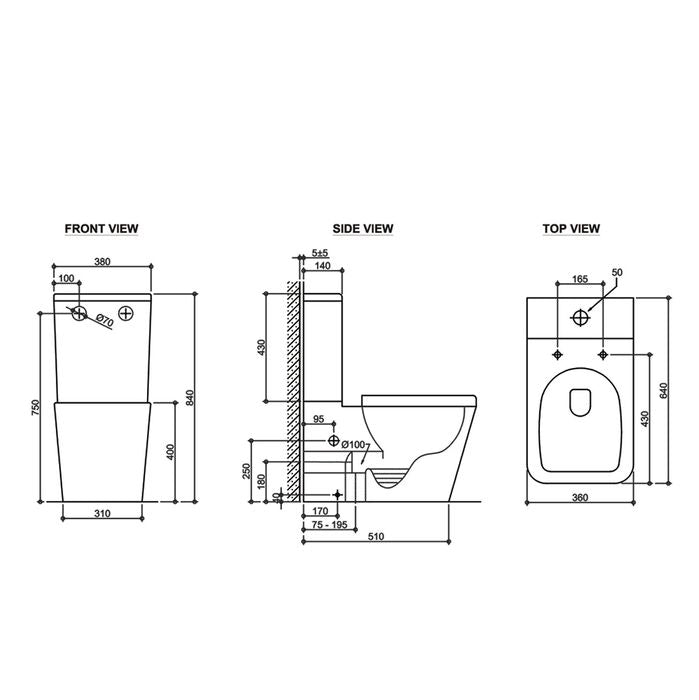 X-Cube Rimless Toilet Suite IXTSPK