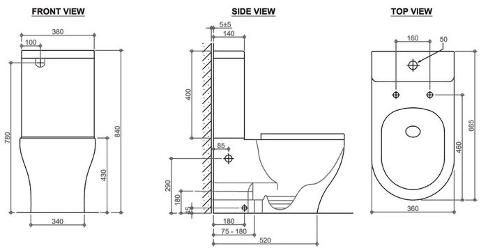 Zenitti Toilet w/Std Seat R&T IZTSPK