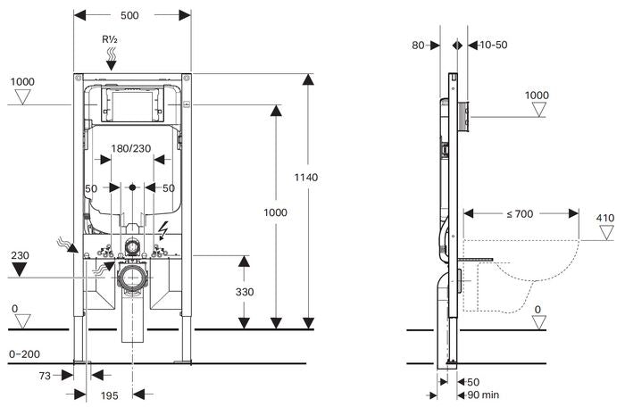 Sigma8 Counter Concealed Cistern Wall Hung Duofix Frame Front Flush 4 Stars 111.698.00.1