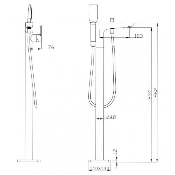 Evio Floor Standing Mixer  Chrome EFSBM