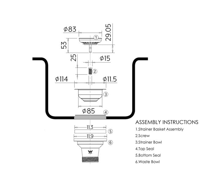 Sink Basket Waste Brushed Gold WK105BG