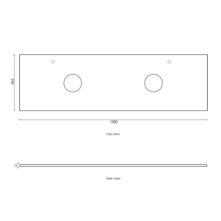 Black Oak Byron 1500 Wall Hung Amani Grey Top 10 & 2 O'clock Taphole BY1500BST-G-10TH