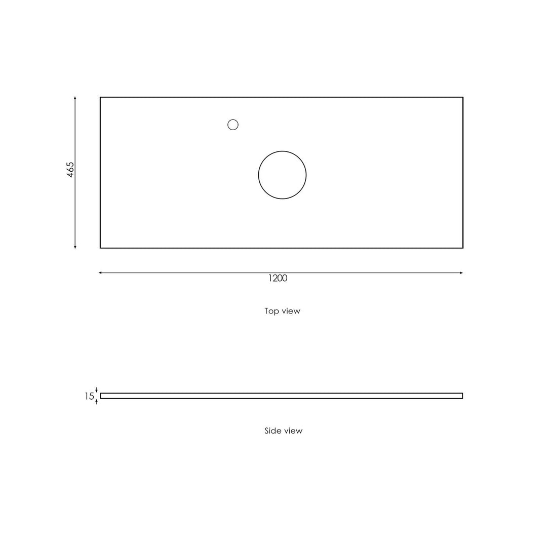 Satin Light Grey Hampton Mark II1200 Wall Hung Empire Light Grey Top 10 O'clock Taphole HPM1200GST-EB-10TH