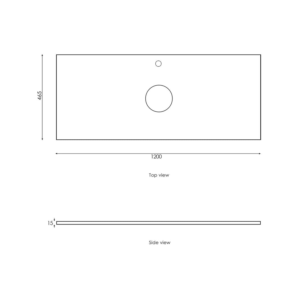 Satin Light Grey Hampton Mark II1200 Wall Hung Empire Light Grey Top 12 O'clock Taphole HPM1200GST-EB-12TH