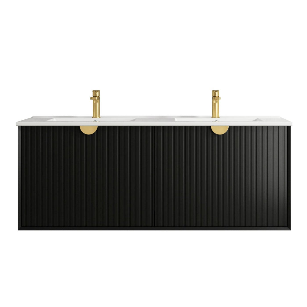 MATTE BLACK MARLO 1500MM WALL HUNG VANITY MA1500BST-CA-12TH