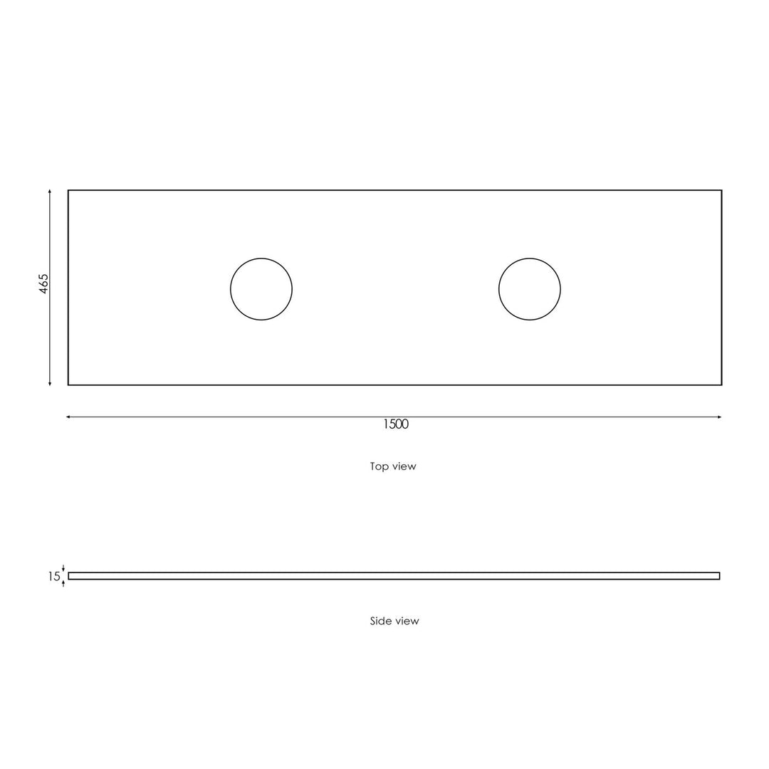 Satin Light Grey Hampton Mark II1500 Wall Hung Mont Blanc Top No Taphole HPM1500GST-CA-NTH