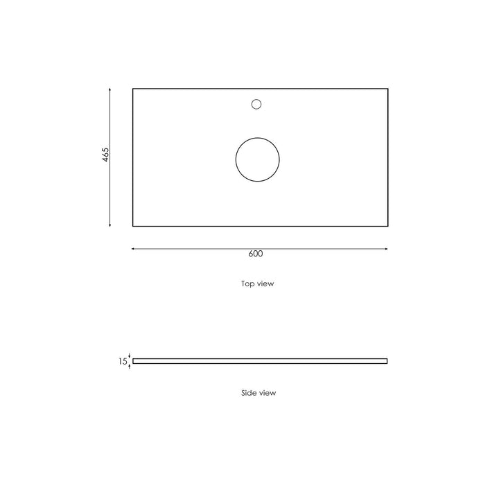 Satin Light Grey Hampton Mark II600 Wall Hung Amani Grey Top 12 O'clock Taphole HPM600GST-G-12TH