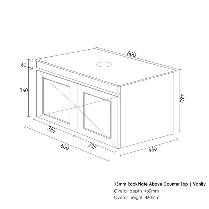 Satin White Hampton Mark II600 Wall Hung Mont Blanc Top 12 O'clock Taphole HPM600WST-CA-12TH