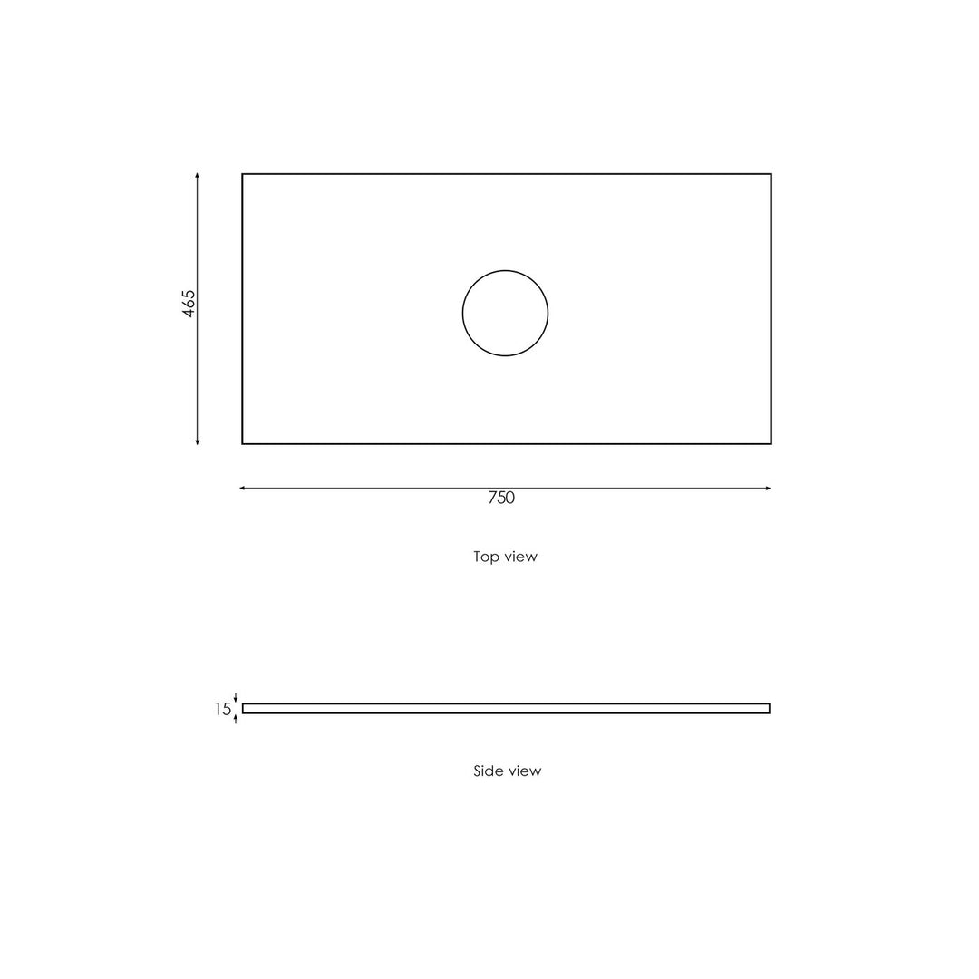 Satin Light Grey Hampton Mark II750 Wall Hung Empire Light Grey Top No Taphole HPM750GST-EB-NTH