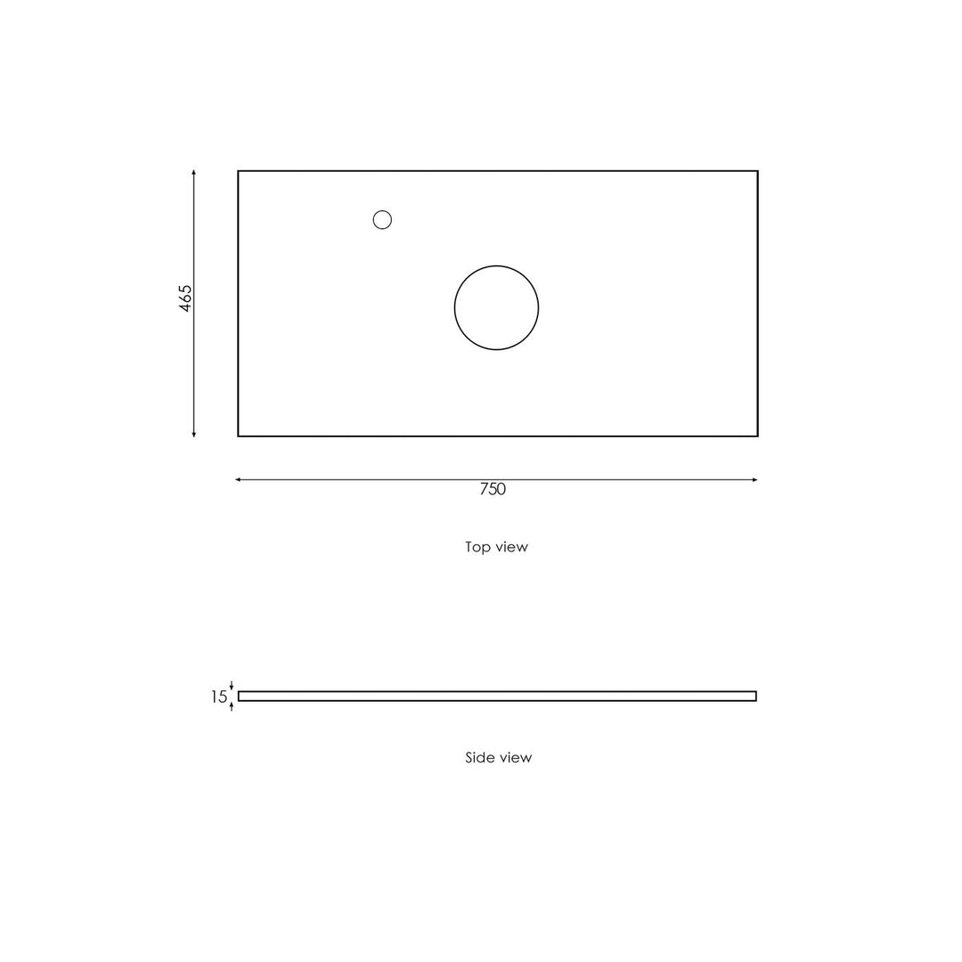 Satin White Hampton Mark II750 Wall Hung Amani Grey Top 10 O'clock Taphole HPM750WST-G-10TH