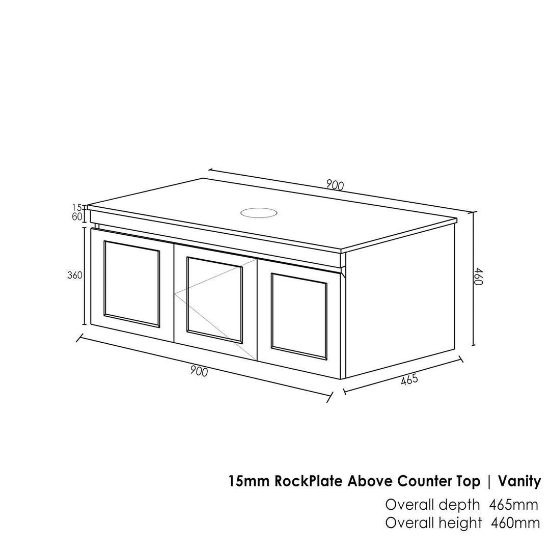 Satin Light Grey Hampton Mark II900 Wall Hung Empire Light Grey Top No Taphole HPM900GST-EB-NTH